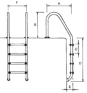 Размеры Standart 5 ступени, с накладками, AISI 304 Арт. 15201