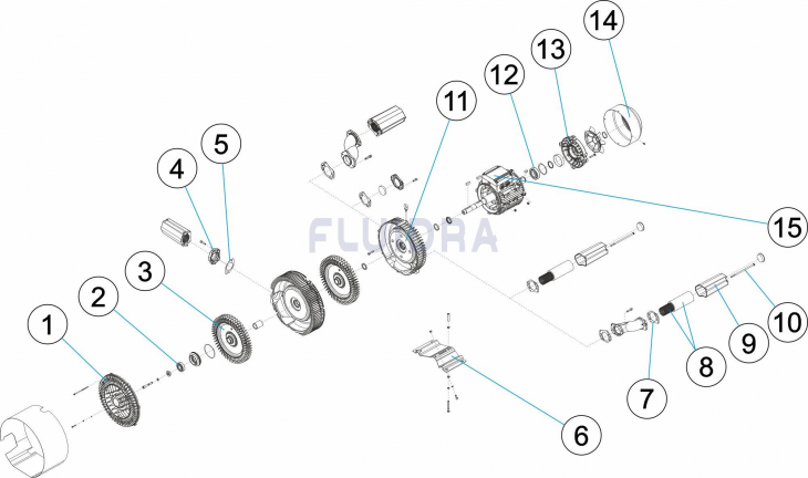 Деталировка компрессора воздушного, центробежного, 1050 м3/ч, 12,5 кВт, давление 270 мбар, 380/660 В арт. 33974-2450