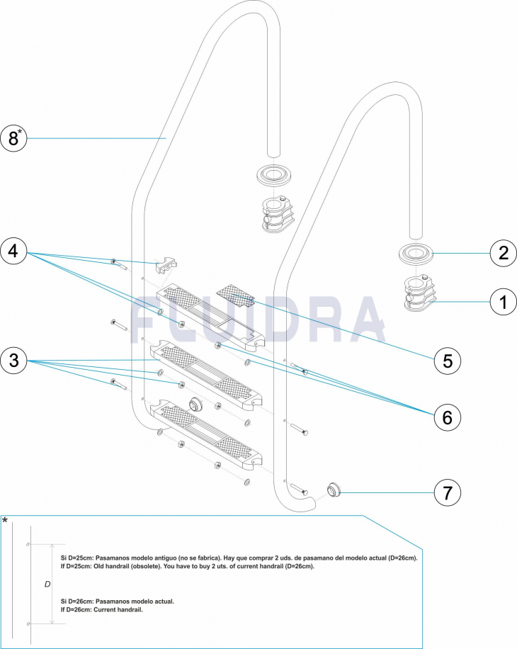 Деталировка Standart 5 ступени, с накладками, AISI 304 Арт. 15201