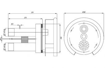 Размер Противоток закладная деталь с лицевой панелью и пневмокнопкой 50 м3/час 2" наруж. модель ПТ.50.0