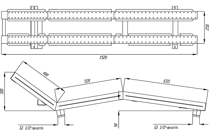 Размер Лежак аэромассажный плитка 140 м3/час 1 1/2" внутр. модель ЛА.02.0