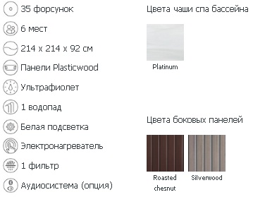 Гидромассажный спа бассейн Jacuzzi J-245 35 форсунок 6 мест 214 х 214 х 92 см водопад подсветка нагреватель