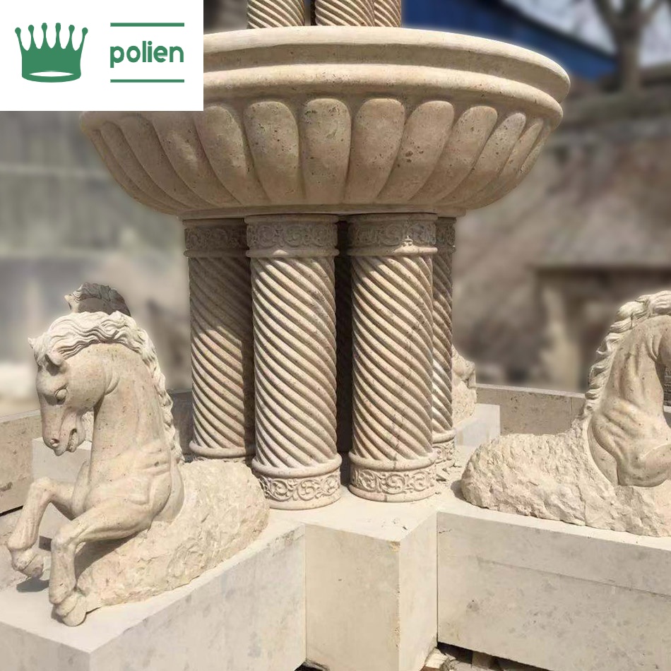 Большой фонтан со статуями лошадей, для дома и парка код Polien 9-40