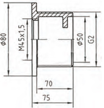 Форсунка стеновая 2" (бетон) бронза Длина резьбы 40 мм арт 3101420