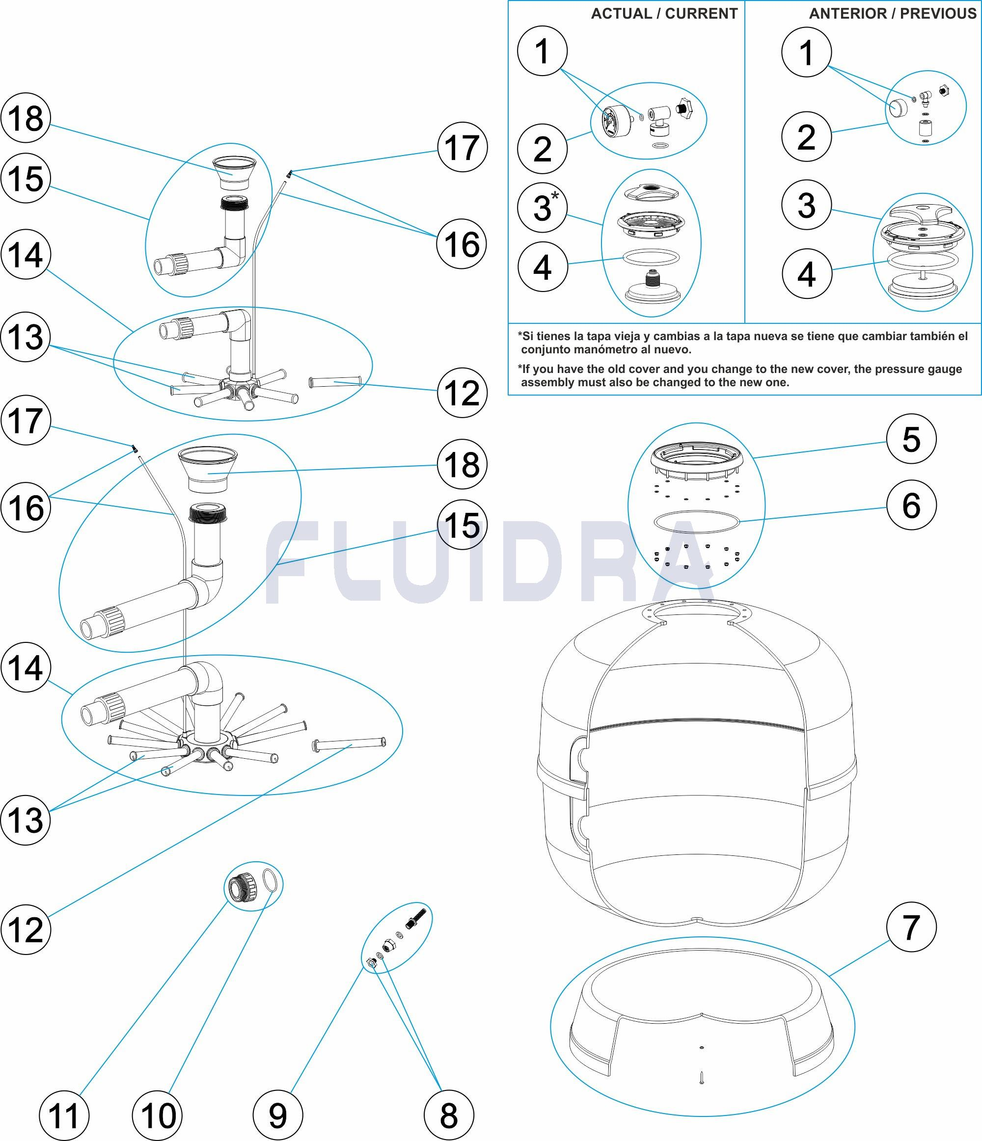 ДЕТАЛИРОВКА ФИЛЬТРА ASTER Ø 350 ММ, 5 М3/Ч, С БОКОВЫМ ПОДКЛЮЧЕНИЕМ, ЗАСЫПКА 0,6 М Арт. 00497