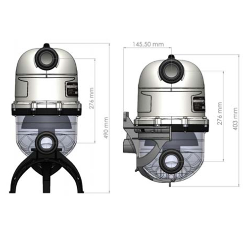 Размеры ФИЛЬТР HYDROSPIN COMPACT 16,5 М3/Ч, КРЕПЛЕНИЯ К ПОЛУ И К СТЕНЕ Арт. 53743