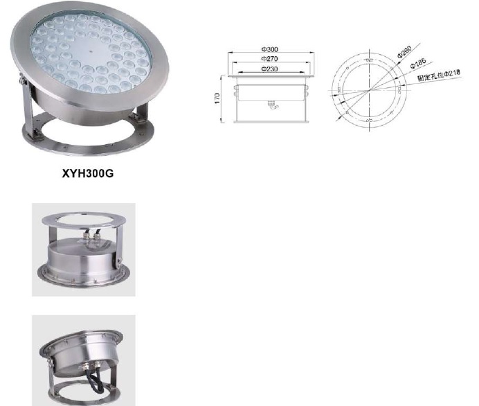 Светильники светодиодные подводные IP68/ установка НА КРОНШТЕЙНЕ Aqua300G-108W 36*3W RGB