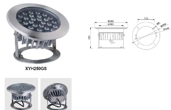 Светильники светодиодные подводные IP68/ установка НА КРОНШТЕЙНЕ / 250G-45*1W