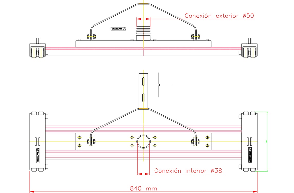 Насадка вакуумная для шланга 2", крепление гайка-барашек, длина 800 мм Арт. 16601